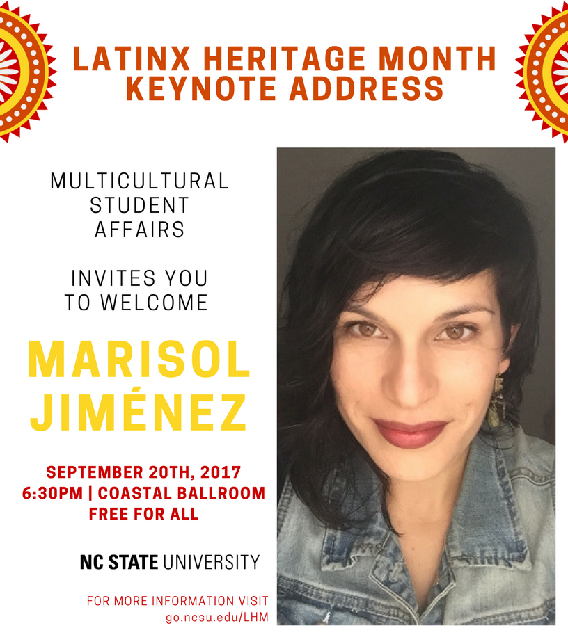 NCState_MSA's tweet photo. Come out to celebrate Latinx Heritage Month tonight at our keynote address! https://t.co/pv3V3o6mOC