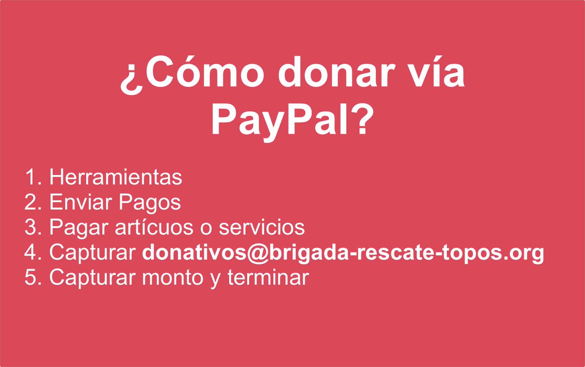 iamyorchdev's tweet photo. Asī podemos ayudar donando via PayPal a los @topos
#AyudaCDMX
#ComoAyudar https://t.co/A4nmG74TFm