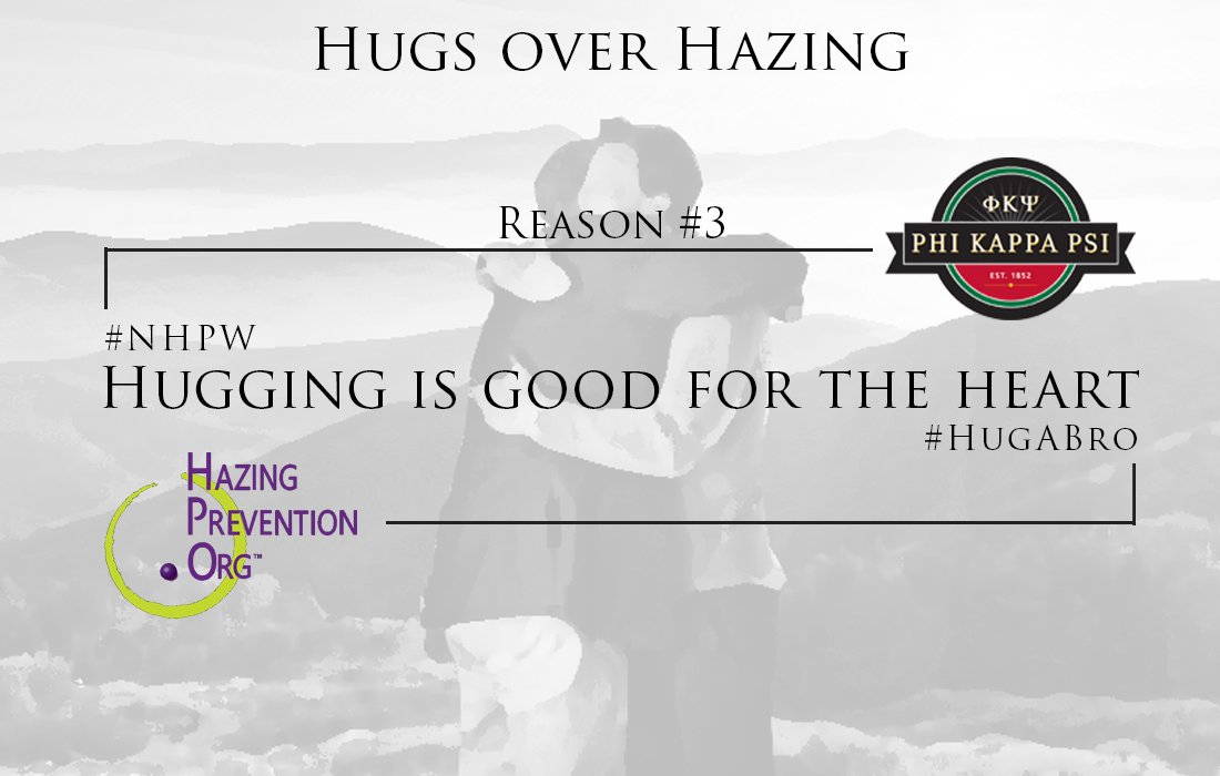 PhiKappaPsi's tweet photo. If you choose to #HugABro over hazing, you can help lower both yours and your brother's heart rate. #NHPW https://t.co/0e5OSGXKqr