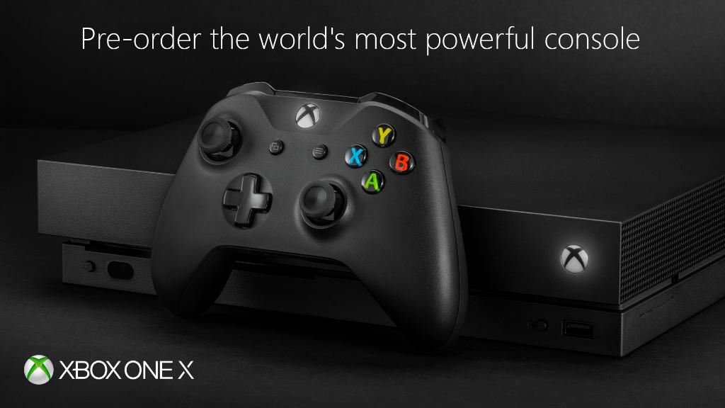 The world's most powerful console is now available for pre-order. Don't miss it:  http://xbx.lv/2hhFjyk  #XboxOneXpic.twitter.com/Zk5dRAtpT1