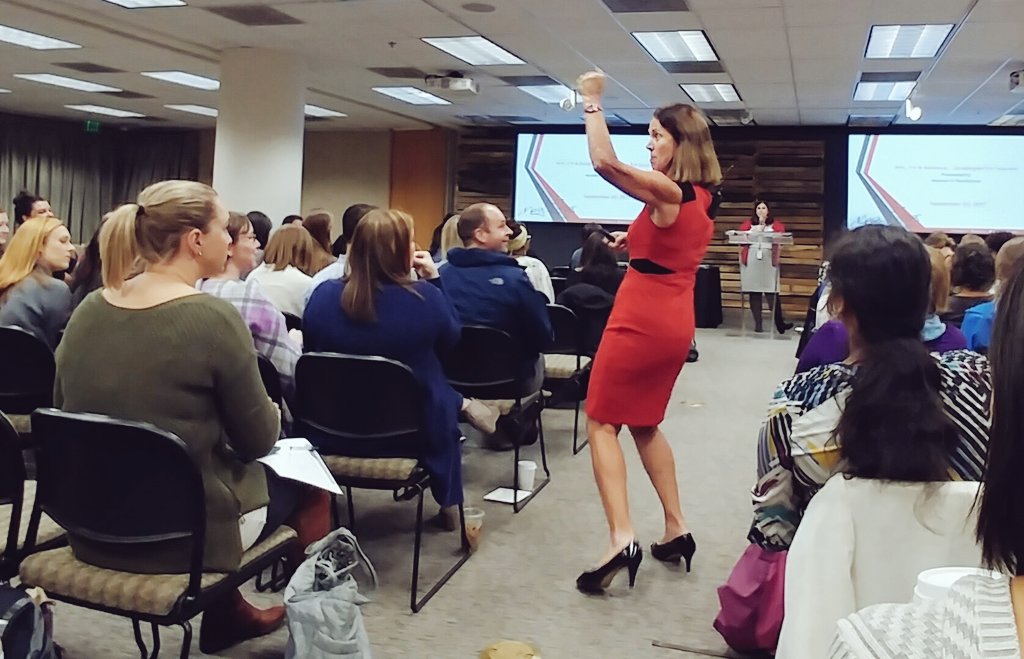 terra_byte's tweet image. The dynamic @megsoper getting us hyped up for our #womenintech event! Her advice: a sense of humor is necessary to survive life #nerdstrom