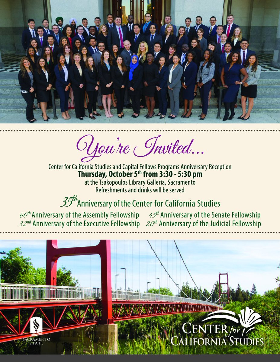 CalStudiesCSUS's tweet photo. Center for California Studies and Capital Fellows Programs Anniversary Reception https://t.co/i4vQ6GVKVI https://t.co/PulQKr4JI4