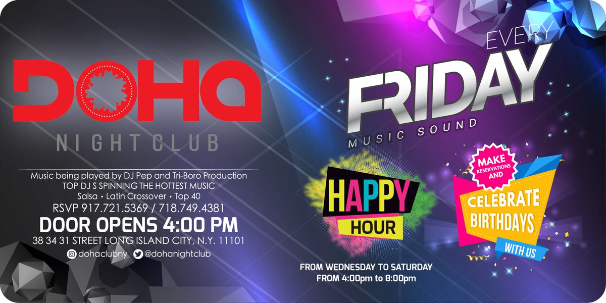 DohaNightClub's tweet photo. Come join us for happy hour and top 40, Latin Crossover &amp; Salsa this Friday 22nd @ DOHA Lounge. @NewYork_Latinos @longislandcity #NYC #lic https://t.co/jYb55jyv2m