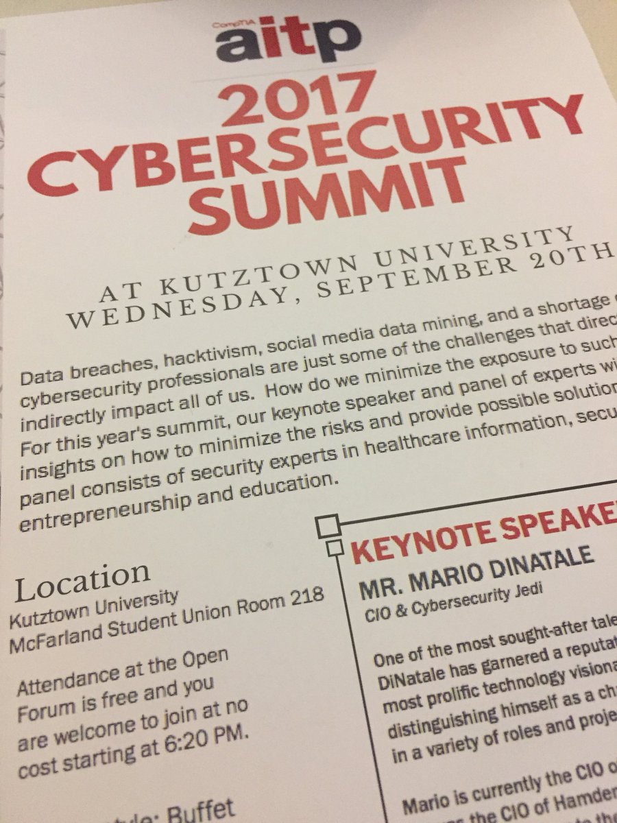 Great to be @AITPHQ #Cybersecurity Summit <a href="/KutztownU/">Kutztown University</a> w/<a href="/LehighSBDC/">Lehigh University SBDC</a> &amp; <a href="/KutztownSBDC/">KutztownSBDC</a>