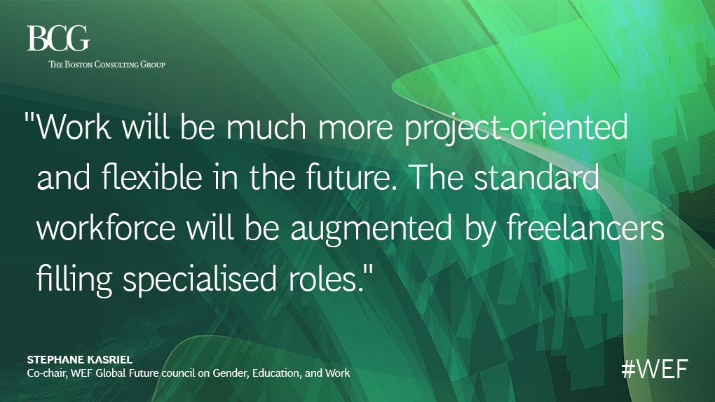BCG's tweet photo. How is the workforce going to change in the future? Via @skasriel #wefimpact #wef https://t.co/bld96uTt9G