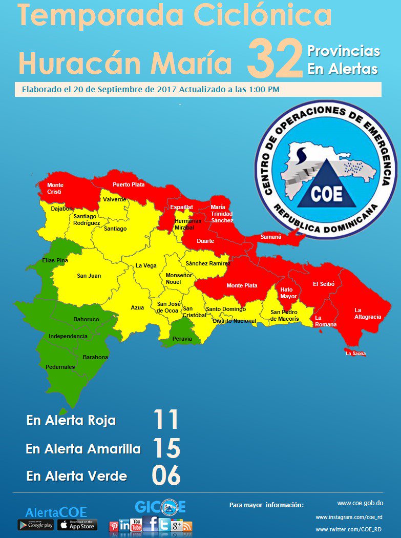 Mapa actualizado 20 de septiembre a las 1:00 pm #AlertaCOE