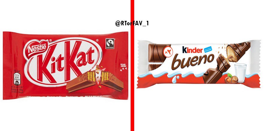 REQUESTED
RT for KitKat 
LIKE for Kinder Bueno