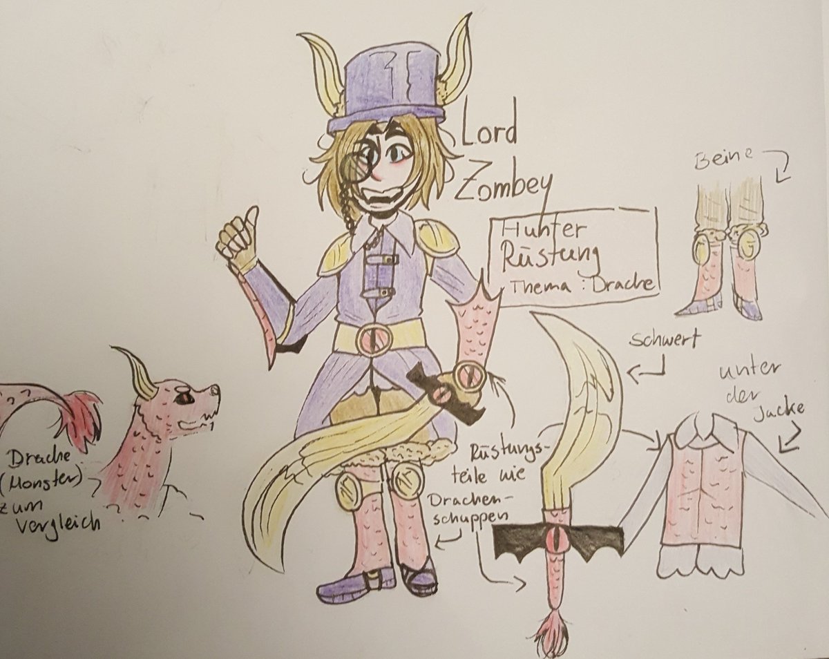 denni_draws's tweet photo. @Zombey  #zombeyhunter  

hab mich erstmal am design versucht ich hoff ich schaff noch ein Bild mit nem Monster mal sehen~ https://t.co/51Pzmd96pW