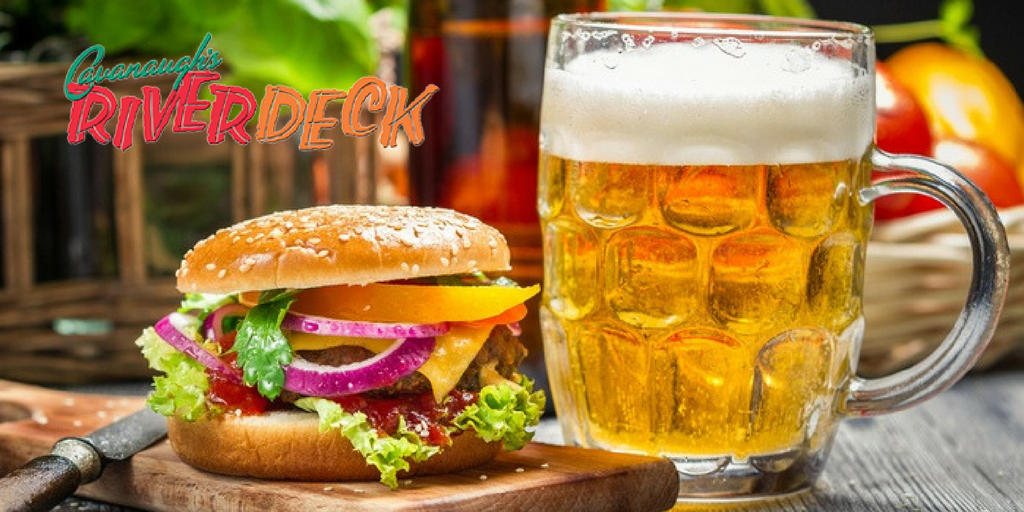cavsriverdeck's tweet photo. Get to the #RiverDeck for our Burger &amp; Beer Night! Starting at 5p choose between our famous Turkey, Veggie or Cavs Burger w/ $5 beer mugs! https://t.co/MmyZPL8gEc