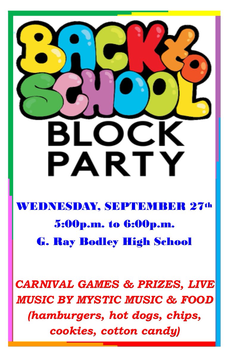 jingerso1's tweet photo. @grbhighschool 
GRB's first annual block party! Bring your friends and family. Then stay for our annual Open House at 6pm. https://t.co/cluzLtDtpI