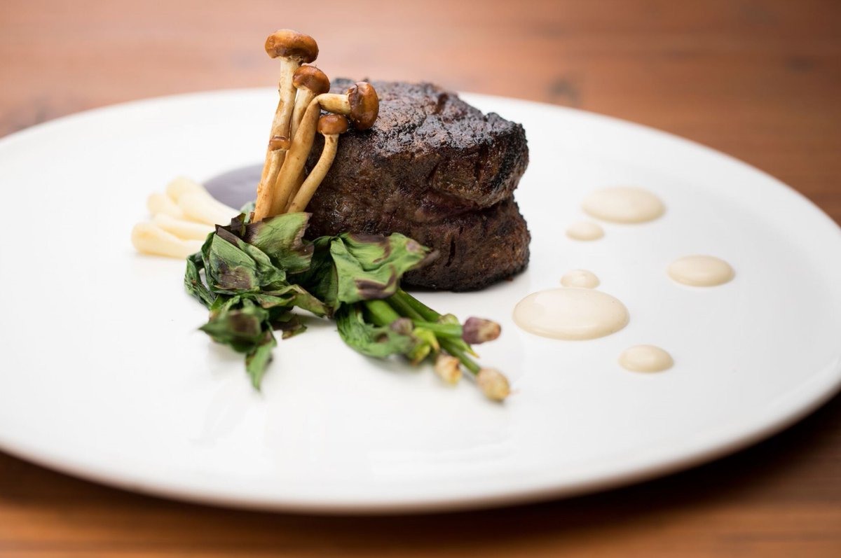 Plated to perfection: filet mignon and porcini stands tall for tonight's dinner