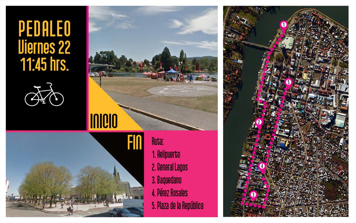 Celebremos el  Día Mundial sin Autos, este viernes 22 a las 11:45 es el"Pedaleo Simbólico"en el Helipuerto #Valdiviacl 
No olvides tu bici!