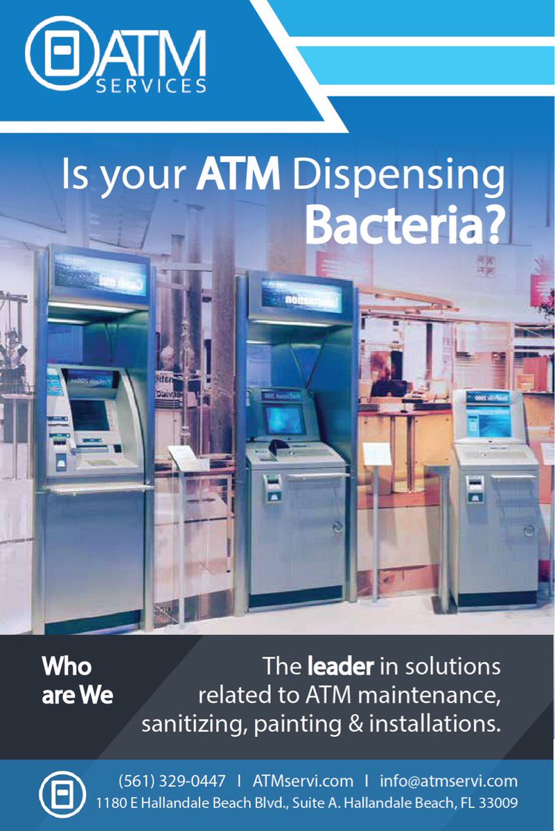 ATMServiusa's tweet photo. We're a company based in Florida leader in aesthetic, maintenance and cleaning #banks equipment especially #ATM #eATMs and #DriveThrough https://t.co/5Ko5KPfYiK
