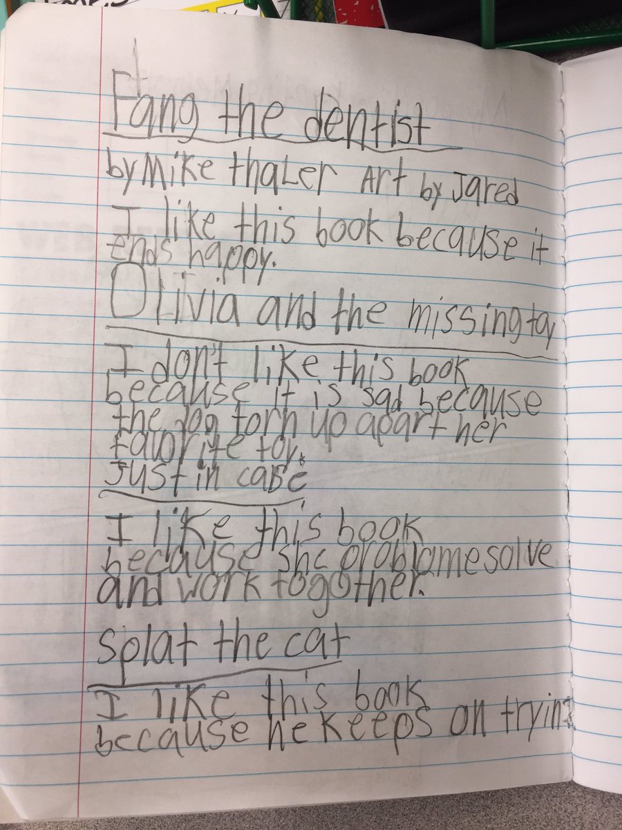 Newbie2ndGrade's tweet photo. Growing readers form opinions on the books they are reading independently by WRITING about them! #writeaboutreading #collsedu #proud β€οΈππβοΈ https://t.co/ZckEOuDNMq