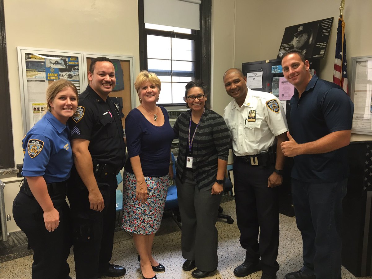 SJSDNY's tweet photo. SJSD and local school admins meet with the officers of #45pct to insure school safety. Thank you for all you do@nypd45pct #4201schools https://t.co/1lLzIjL7Gj