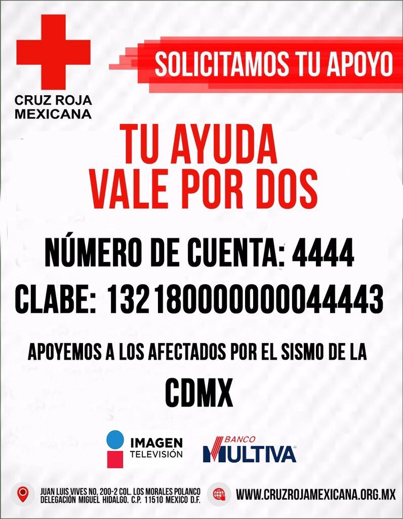 adrianofitxxx's tweet photo. México vivió lo de hace 32 años sin embargo no estamos solos, por favor ayuda en @CruzRoja_MX más cercana @Jaryoficial RT #FueraMexico https://t.co/50dkI5329b