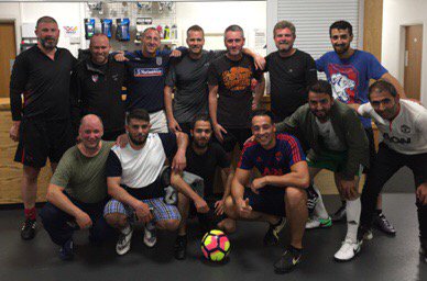KirkleesST's tweet photo. Kirklees Community Old Boys given a footballing lesson by a team of new friends #everydayintegration https://t.co/5mjagmgf9h