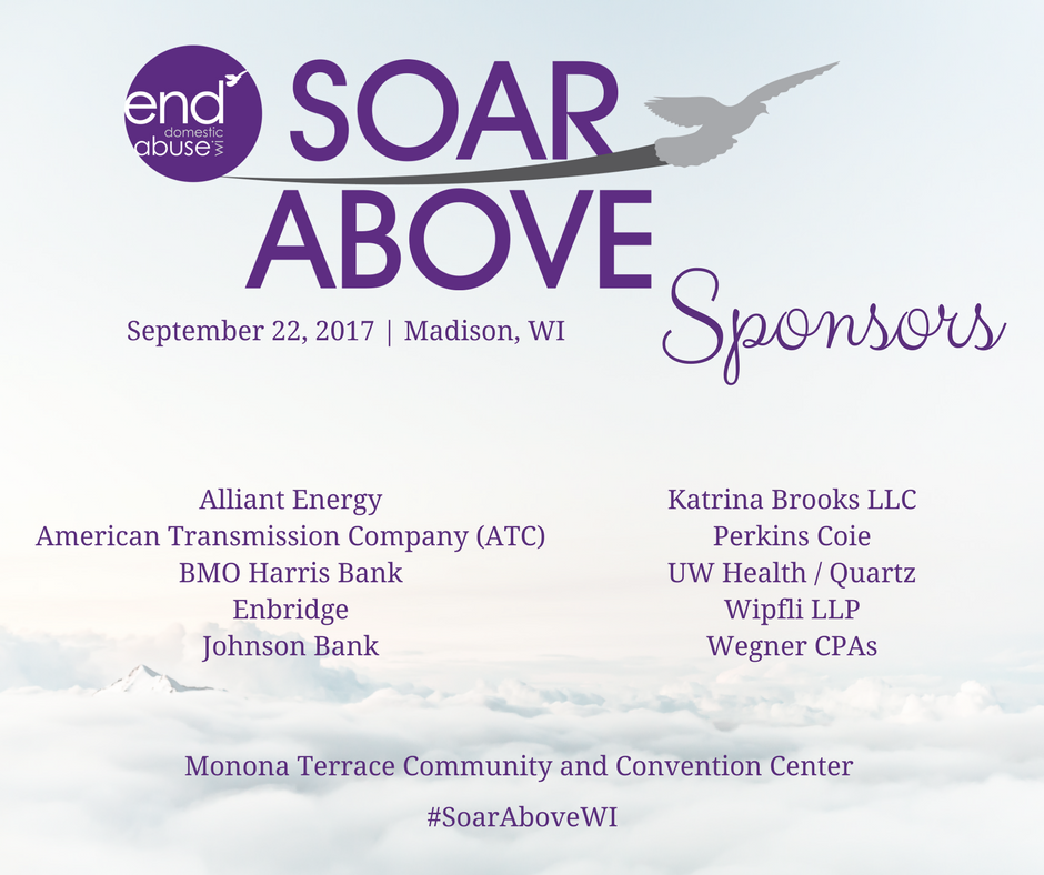 endabuseWI's tweet photo. Thank you @AlliantEnergyWI @AmerTransCo @BMOHarrisBank @Enbridge for sponsoring #SoarAboveWI. We appreciate your support. #EndAbuse https://t.co/Fi9HKjbwLu