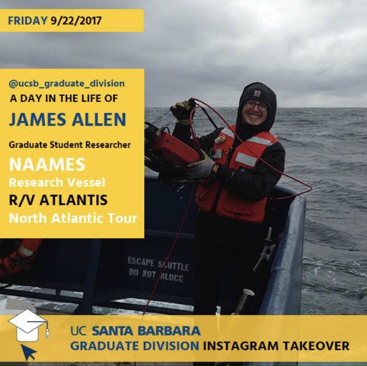 NASA_NAAMES's tweet image. Watch NAAMES scientist, James Allen, take over the @UCSB_Graduate_Division Instagram acct on Friday for a day in his life on the high seas!