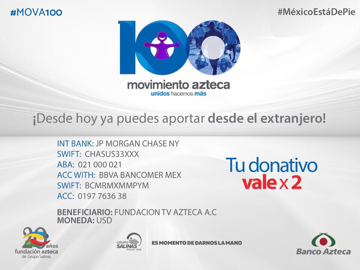 RicardoBSalinas's tweet photo. ¿Quieres ayudar? En @GrupoSalinas duplicaremos todo peso recibido vía @MovAzteca para la reconstrucción de viviendas. #MéxicoEstáDePie https://t.co/olDUcYHyc3