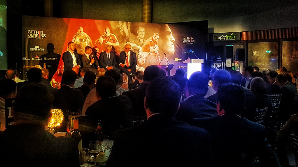pip_says's tweet photo. Insightful Q&amp;A with @gethinjenkins1 @samwarburton_ &amp; Warren Gatland @GJ_Testimonial event, hosted in the fab @CAVC  #Cardiff campus! #rugby https://t.co/0fDJMr5bWy