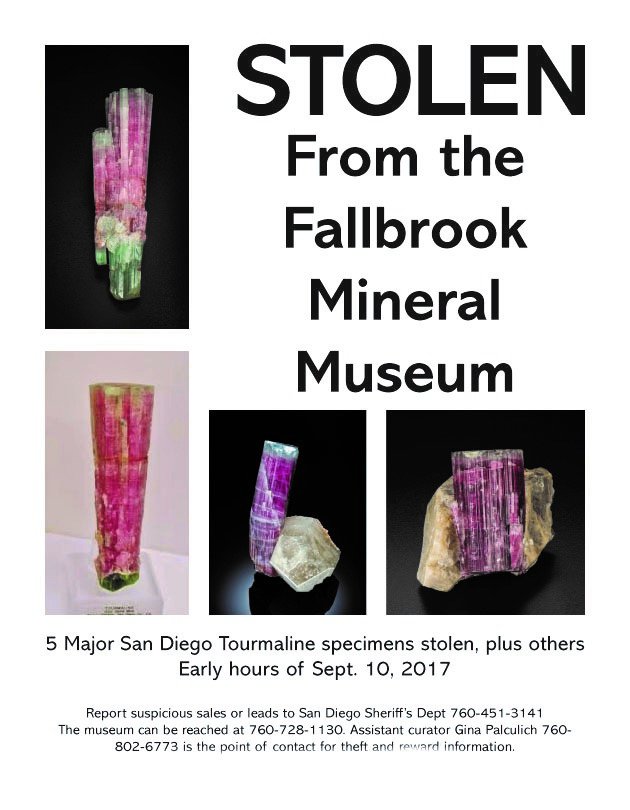 TGMSociety's tweet photo. Please be on the lookout for these stolen minerals ... the flyer gives you all the information. https://t.co/RHTz6suXHZ