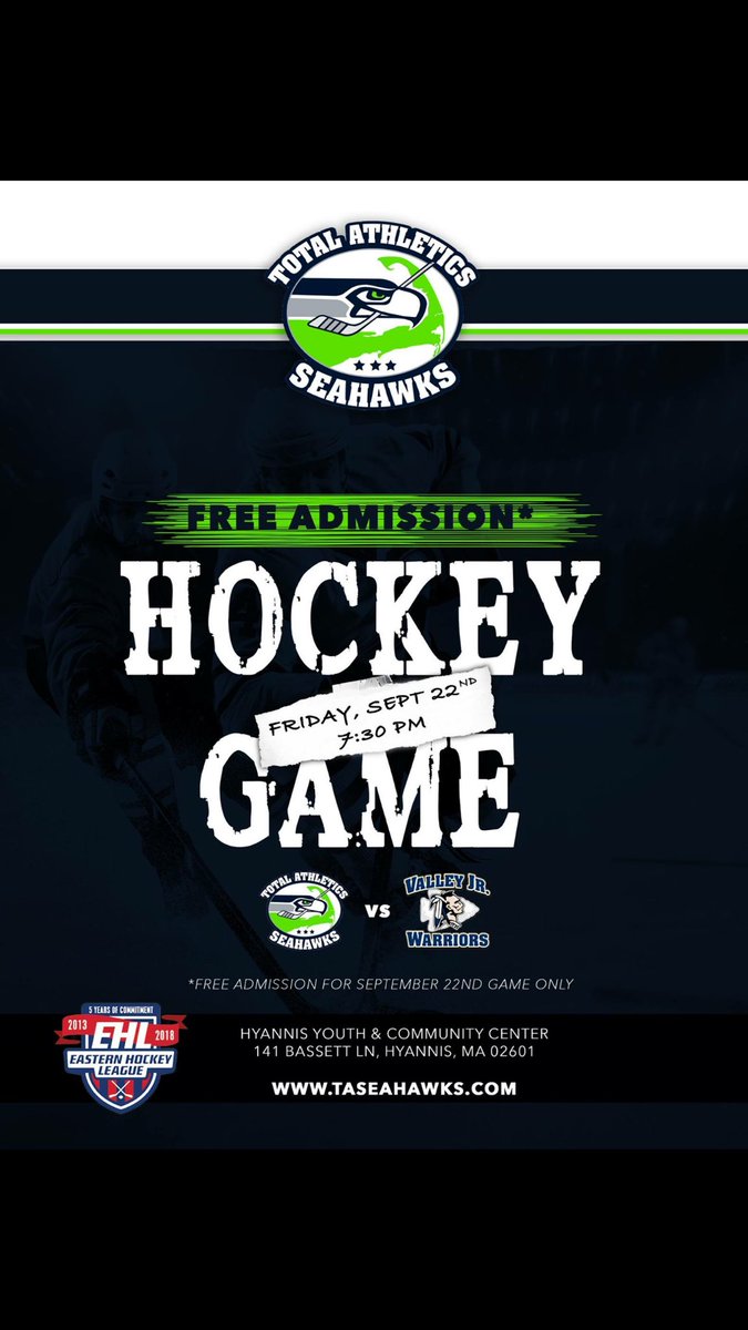 TACapeCod's tweet image. Seahawks this Friday night at 730 @CapeCodHYCC @taseahawksehl watch the Hawks soar in home opener