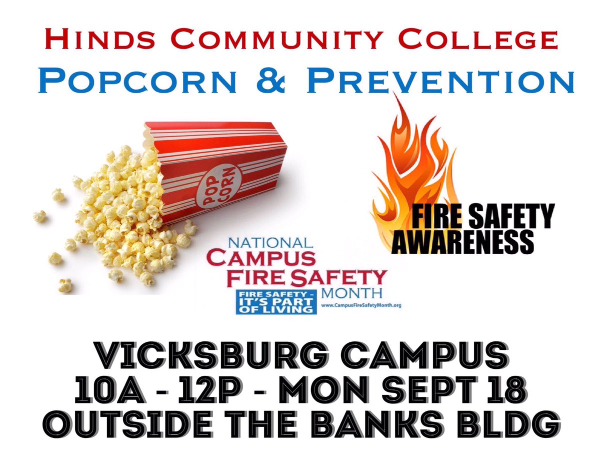 HindsCCSafety's tweet photo. #VicksburgCampus we will see you tomorrow from 10A-12P for Popcorn & Prevention w/ @HindsRec #HindsCC #NCFSM2017 https://t.co/fJUc4YzwS7