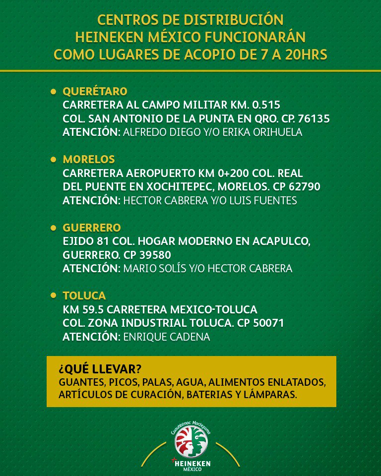 Nuestros centros de distribución también funcionan como lugares de acopio, ¡México nos necesita! #FuerzaMéxico #MexicoUnido