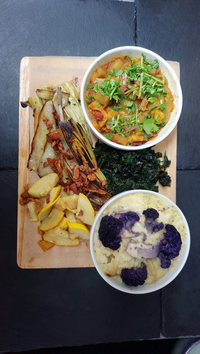 #sundayroast local hogget 12 miles field to plate kitchen garden veg purple broccoli charred leeks &amp; bacon ratatouille fancy that...