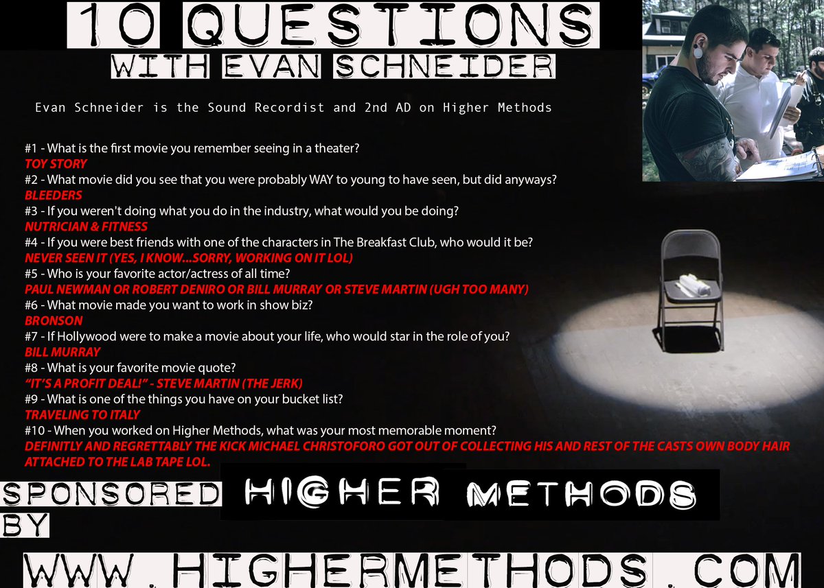 NathanSuher's tweet image. Today we begin the 1st of many "10 QUESTIONS" from members of the Higher Methods team.  #HigherMethods #Q&amp;amp;A #crowdfunding #supportindiefilm