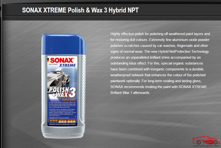 phongsoncom's tweet photo. Kem đánh bóng xóa xước bảo vệ sơn xe SONAX XTREME Polish &amp; Wax 3 Hybrid NPT ✔ Đánh bóng ✔ Xóa xước phục hồi bề mặt sơn ✔ Bảo vệ bề mặt sơn https://t.co/WFsCYPhIjl