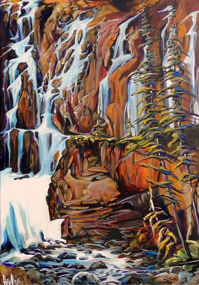 HeatherPant's tweet photo. Tangle Falls 24 x 36 #heatherpant #fineart #jasper #tanglefalls #original #painting #waterfall https://t.co/eQj4zIcWZG