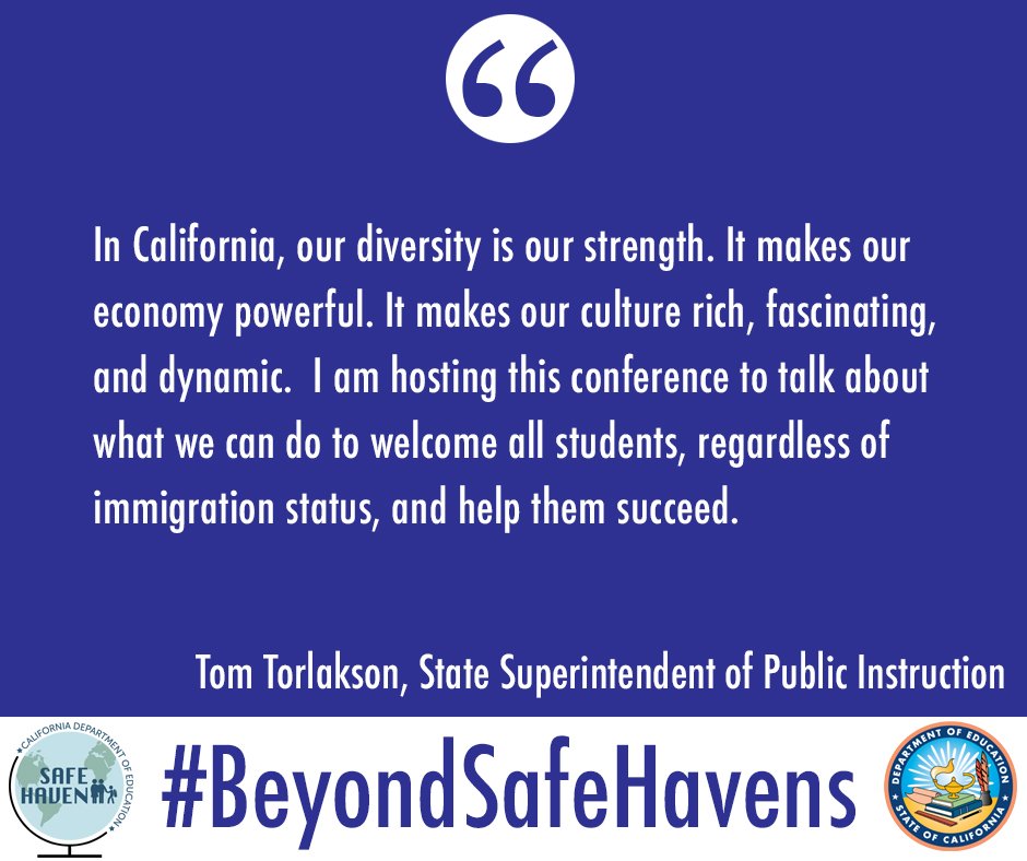 #BeyondSafeHavens Conference Supports Students Who Could Be Harmed By Federal Immigration Policies: cde.ca.gov/nr/ne/yr17/yr1… #TheCAWay