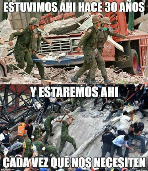 EjercitoMx's tweet photo. Ejército Mexicano hoy, mañana y siempre #AyudaCDMX #PartidosDenSuDinero #FridaSofia #TuiterosUnidos #SismoMéxico2017 #AyudaMexico #PlanMX https://t.co/yPqWXZ0gB7