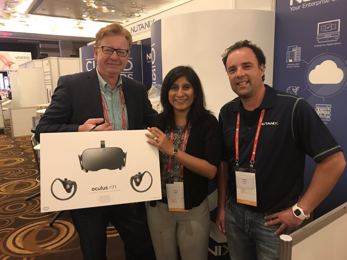 charumadan's tweet photo. Great day 2 at #VtasVision @nutanix booth. Gave away 2 oculus rifts as raffle prizes https://t.co/ZAhziu5xIO