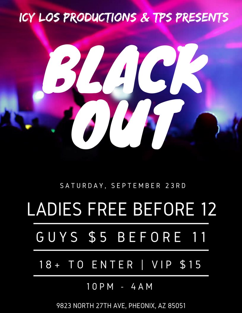 HUGE BLACK OUT PARTY 🎉

500+ ATTENDING 👀

GIVING OUT VIP TO SOME PEOPLE THAT RT ‼️