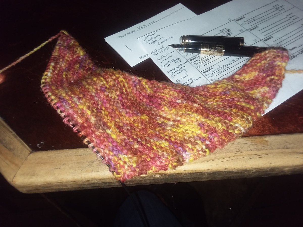 HanStitched1st's tweet photo. Knitting and trivia. Finally have something new to work on. #knitting #guysthatknit #knittinginpublic https://t.co/6Pf5rdqOHs