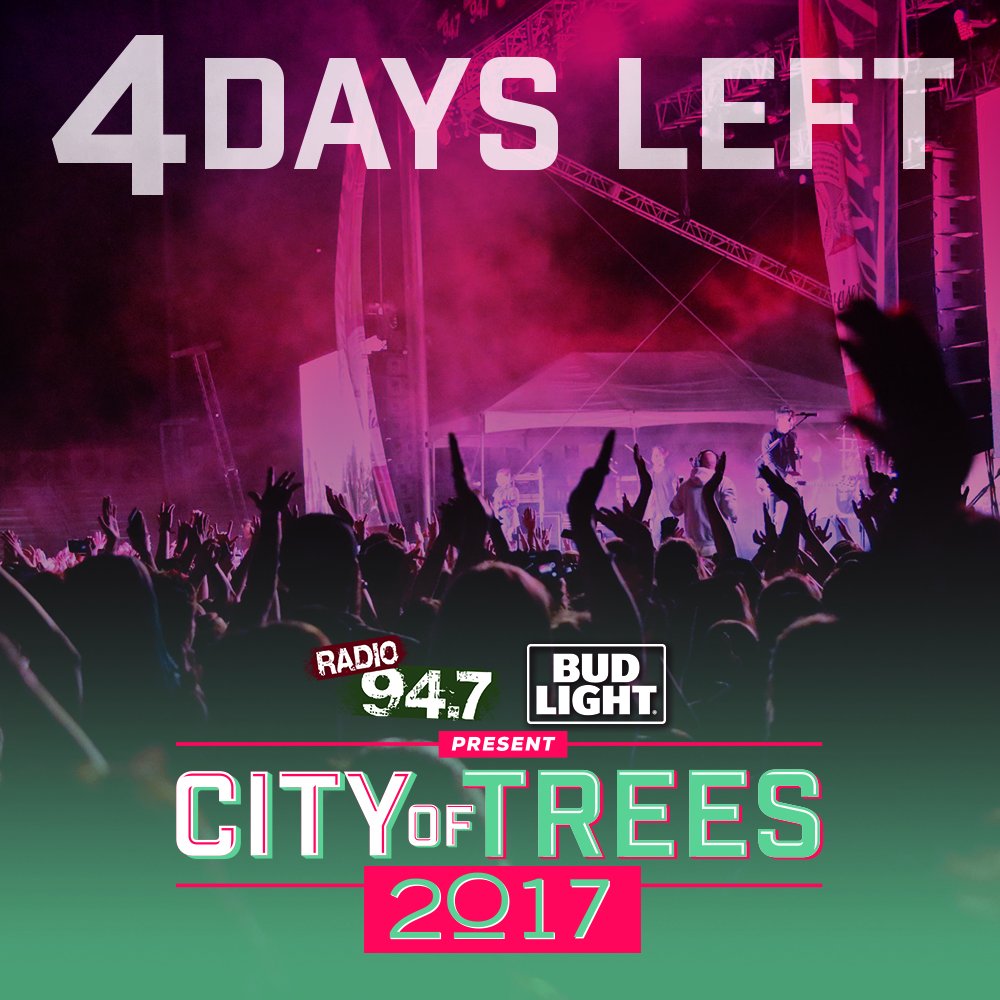 alt947's tweet image. We are only #4DaysOut from #CityofTrees Presented by @budlight!! Secure your Sunday plans today at cityoftrees.com