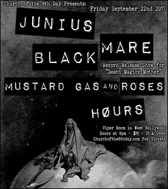 theVIPERroom's tweet photo. Friday Sept 22nd Church of the 8th Day Proudly Presents @juniusmusic with #BlackMare, #MustardGasandRoses & Hรธurs!
$15 / 8pm Doors / 21 + https://t.co/cEpnA5Ipq8