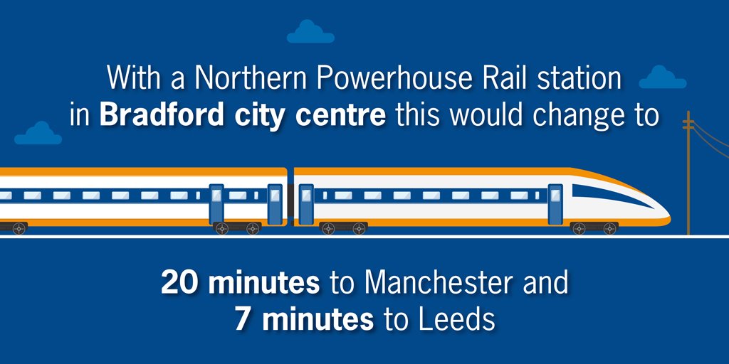 NxtStopBradford's tweet photo. Imagine being able to get to Leeds in 7 minutes and Manchester in 20 minutes #NorthernPowerhouseRail #NextStopBradford https://t.co/fKR5SPtRuh