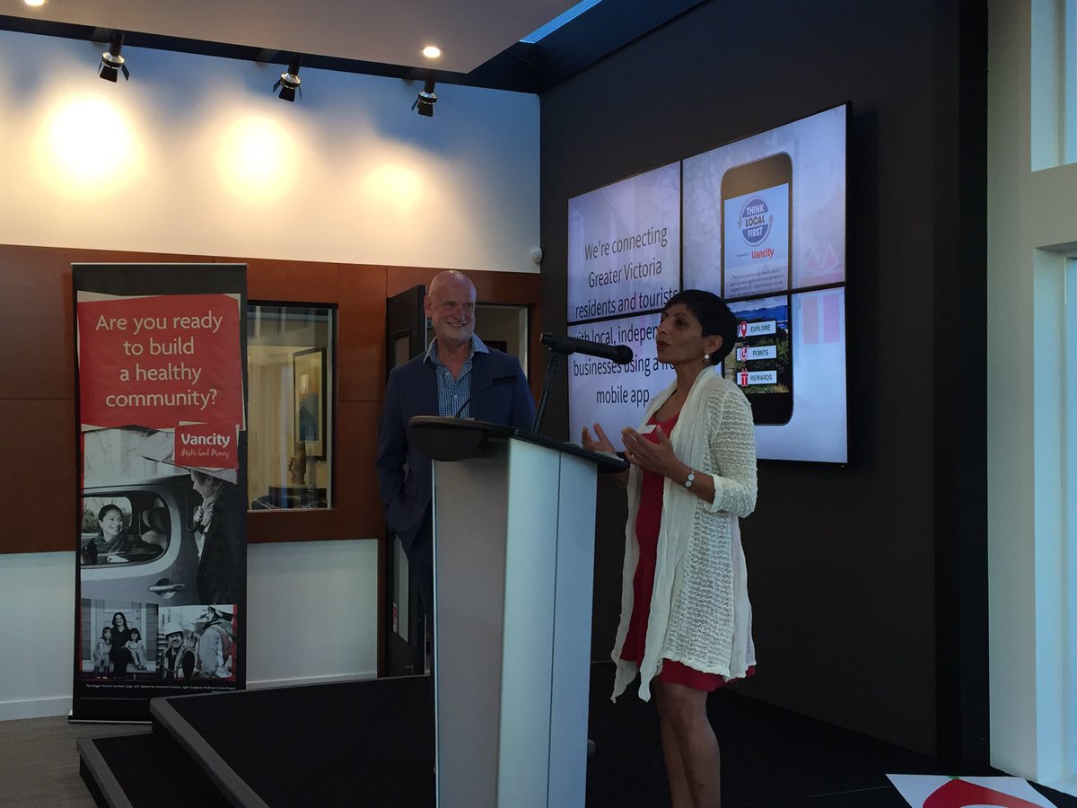 Wonderful evening celebrating @ShopLocalYYJ at the Think Local First mixer &amp; app launch! <a href="/Vancity/">Vancity</a>