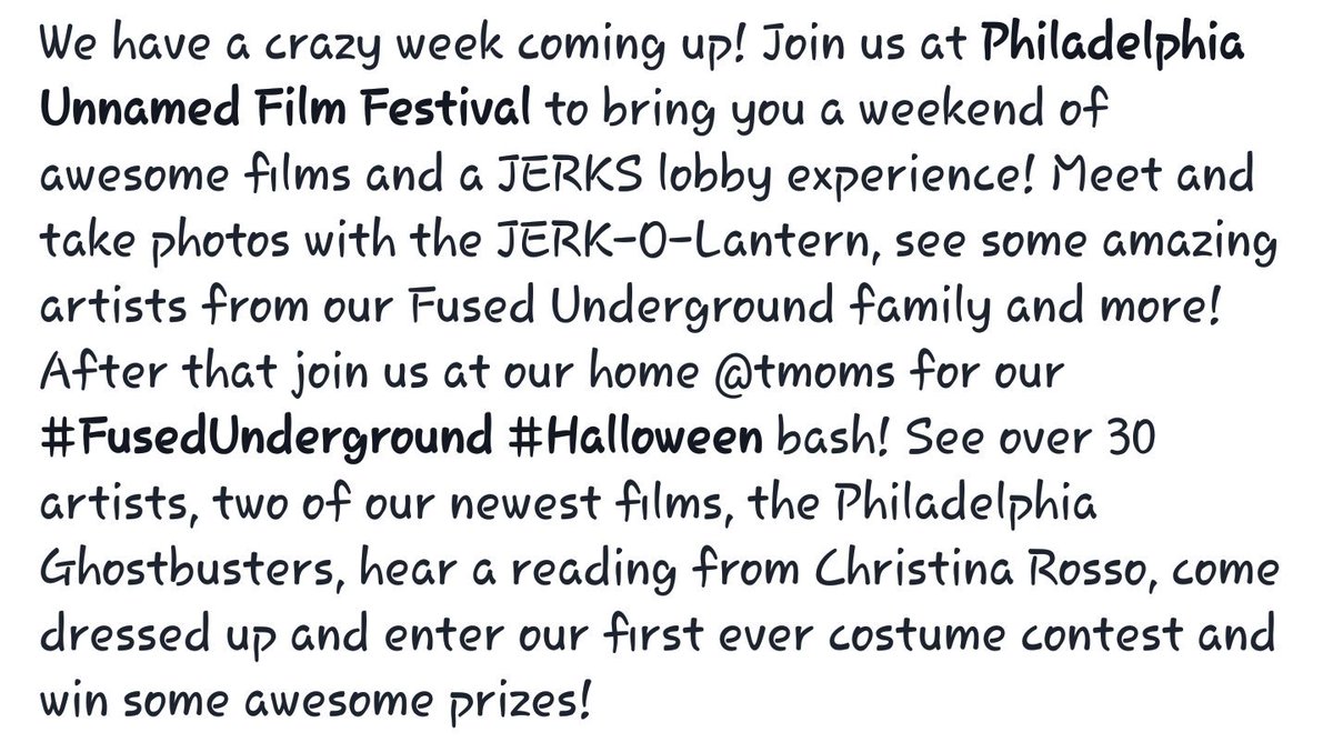 JERKSProduction's tweet image. Join us at @PhillyUnnamed &amp;amp; #FusedUnderground! #JERKSProductions #PUFF2 #Art #Horror #Film #FilmFest #SupportIndieFilm #SupportLocal #TMoms