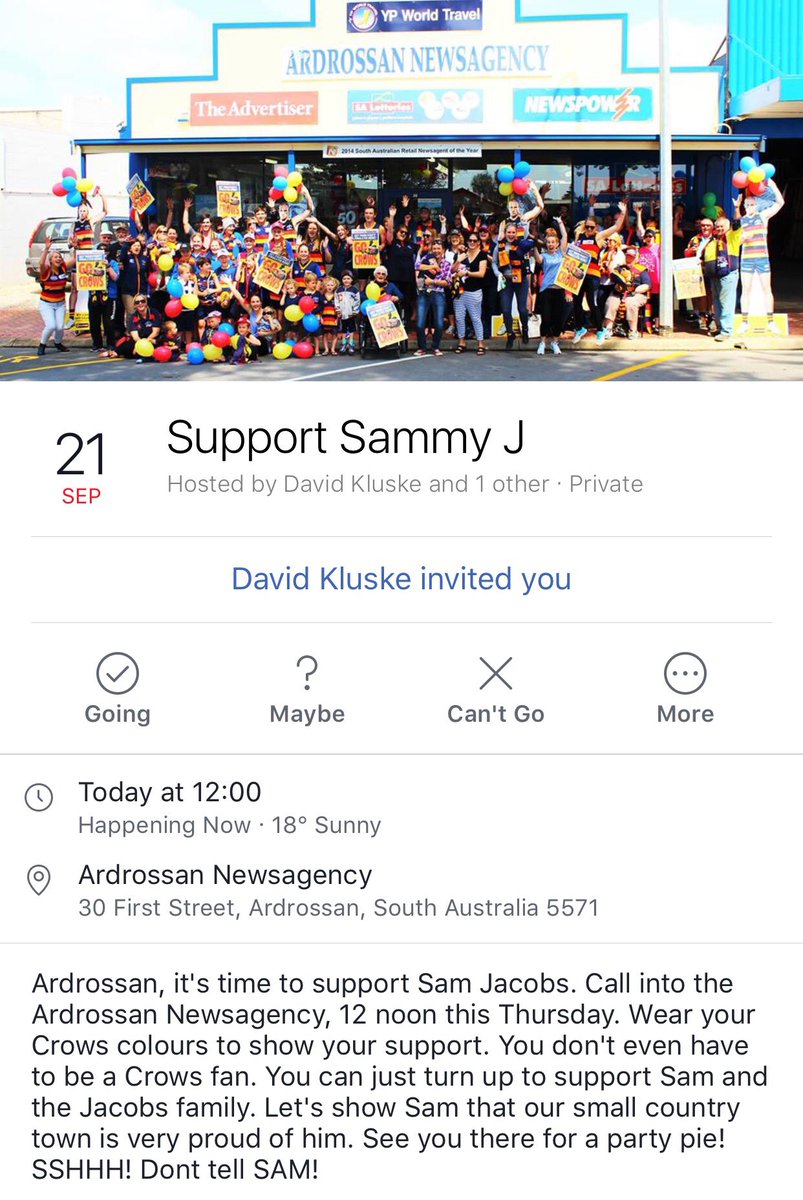 samjacobs24's tweet photo. Love being from a small country town in Ardrossan. Always receive amazing support!! #population1000 #home https://t.co/JbQ4DmMrhC