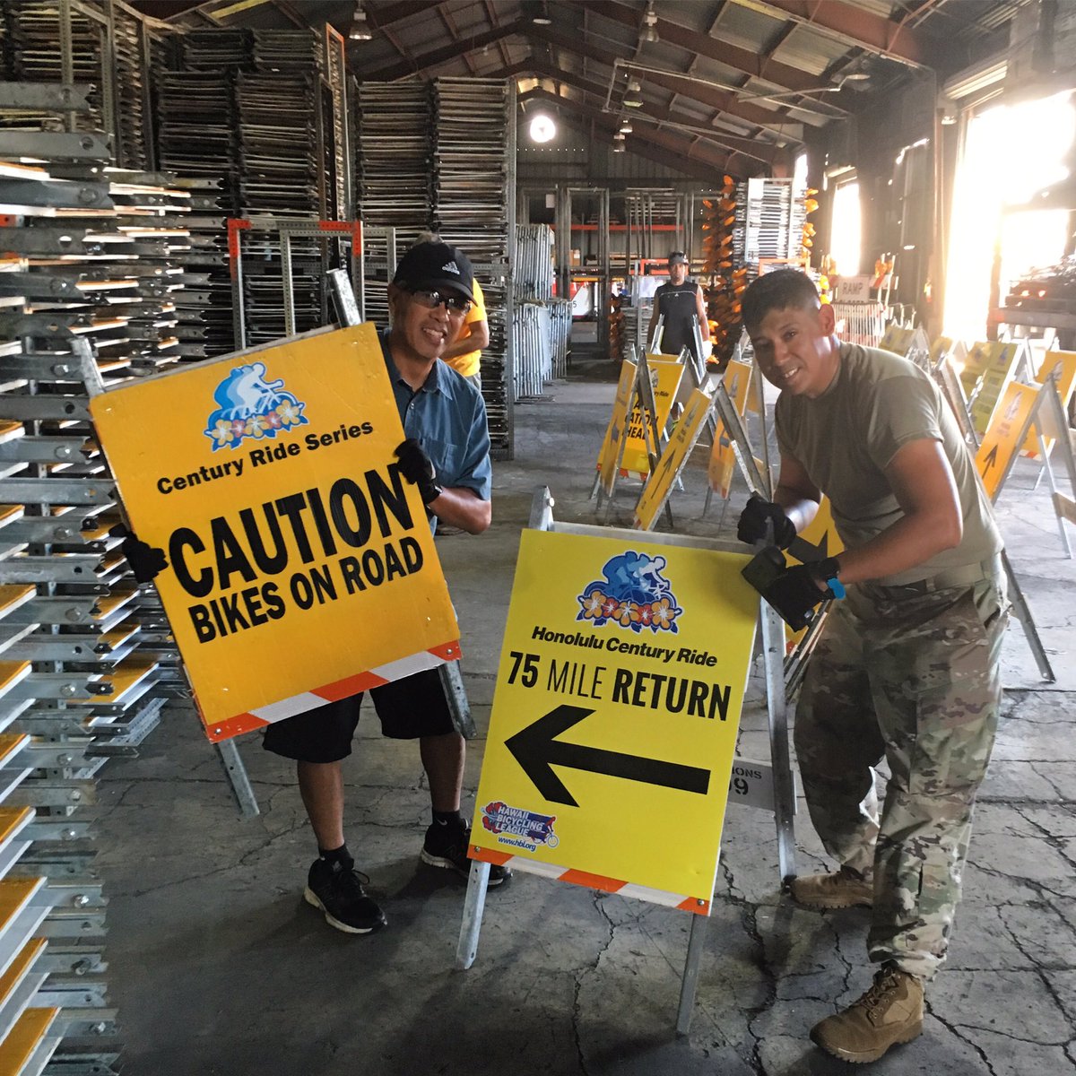 Signs are ready for the Honolulu Century Ride this Sunday! Come #ridealoha with 2000 other cyclists on 9/24! #hitraffic <a href="/GPRoadways/">G P Roadway Solutions</a>