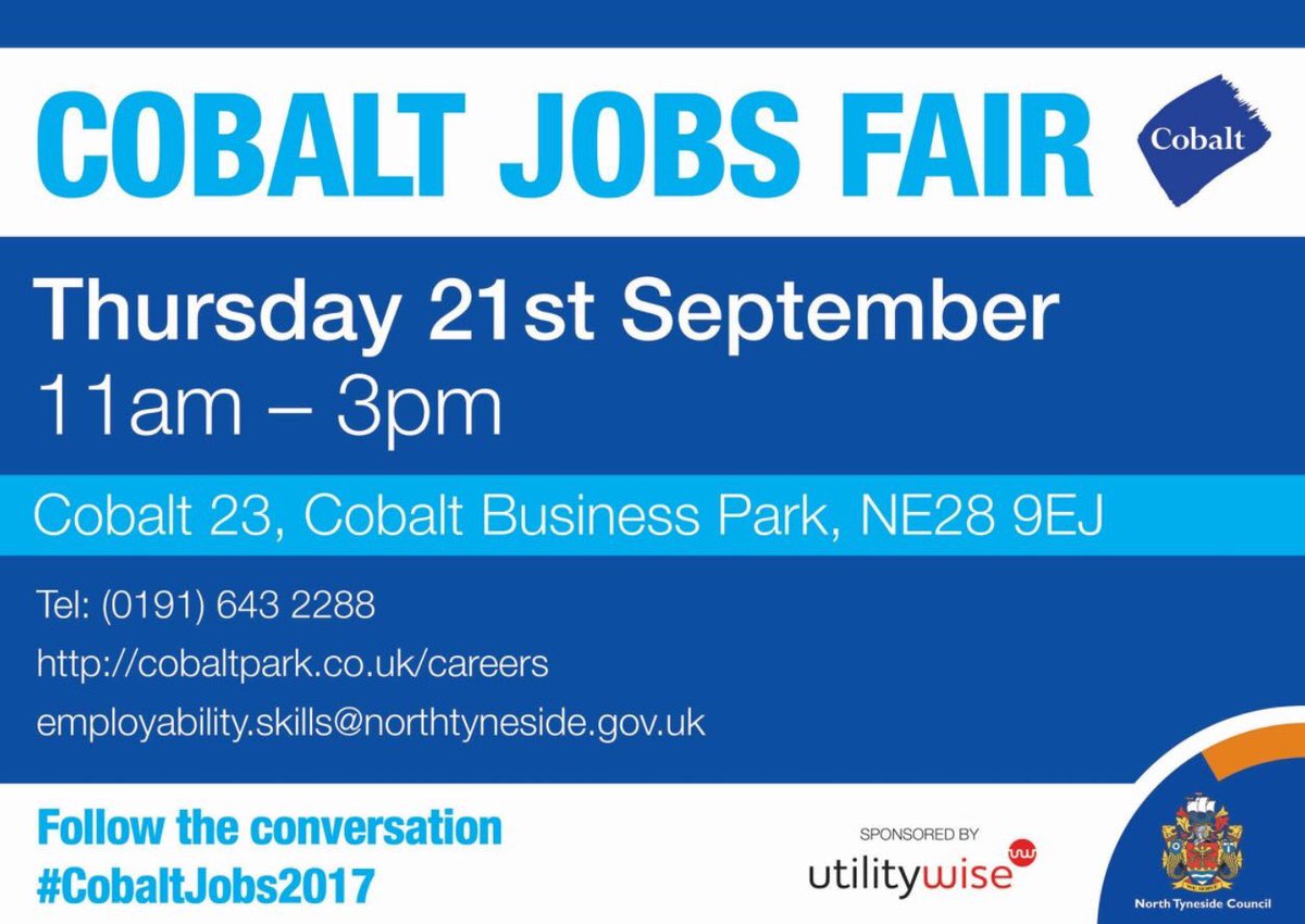 CobaltPark's tweet photo. Today is the day! 1000 jobs available at the Cobalt Jobs Fair today. 
No need to register just pop down with your CV. #CobaltJobs2017 https://t.co/DIWLuH7C6R