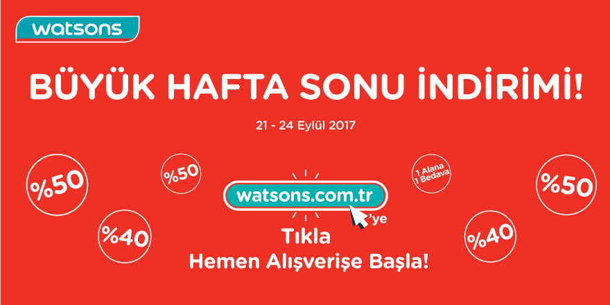 watsonsturkiye's tweet photo. Büyük Hafta Sonu İndirimi başladı! :) Detaylar: https://t.co/BKfQ2MhCVH https://t.co/G1gumcZja9