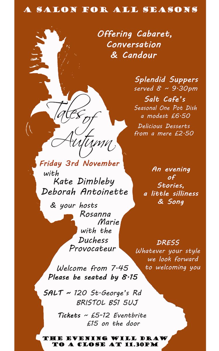 Urbancrofter's tweet photo. Excited to announce 2nd SALON FOR ALL SEASONS, Tales of Autumn, Fri 3rd Nov @saltcafebristol - will you join us? @bristol247 @thebristolmag https://t.co/fP8SmA2Kt5