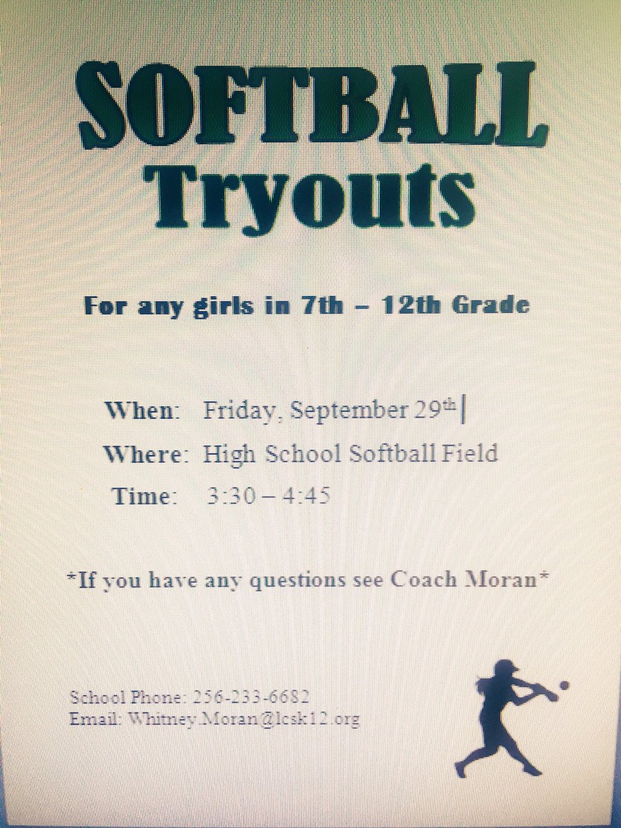 Softball tryouts - Friday, September 29th ⚾️