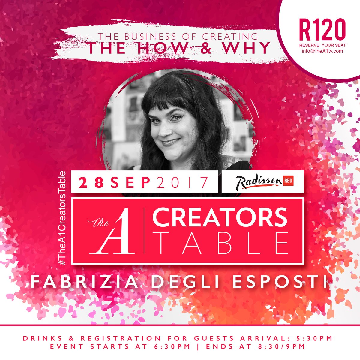 Catch me if you can! I'll be talking at the @TheA1tv Creators Table on 28 September along with a myriad of other amazing creatives! WOHOO!